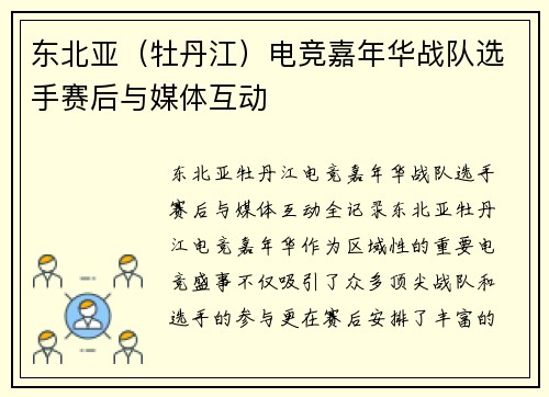 东北亚（牡丹江）电竞嘉年华战队选手赛后与媒体互动