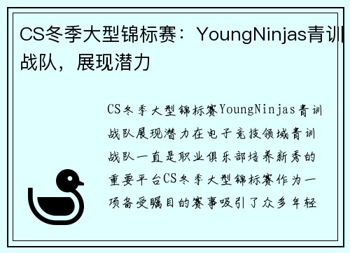 CS冬季大型锦标赛：YoungNinjas青训战队，展现潜力